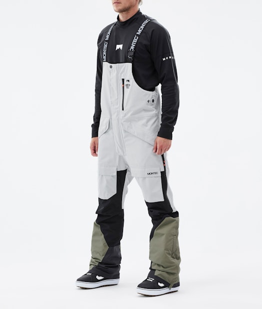 Fawk Snowboard Pants Men Light Grey/Black/Greenish