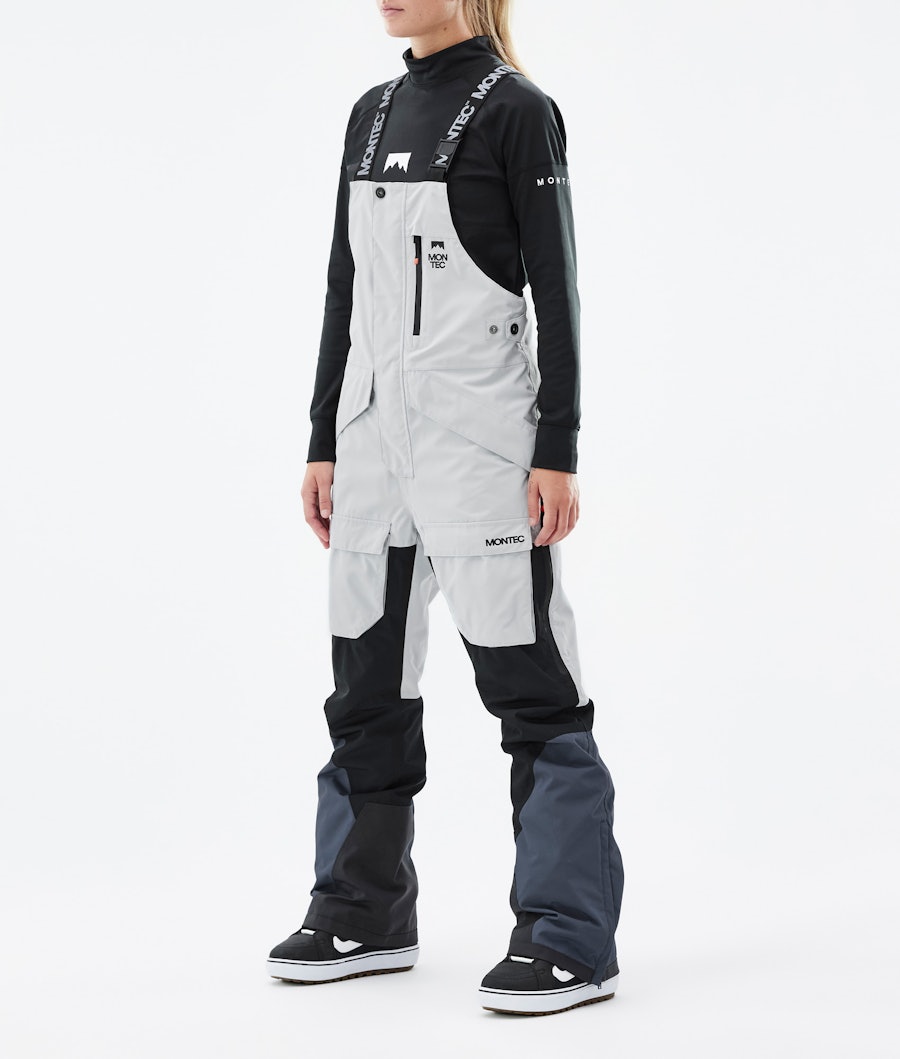 Fawk W Pantalon de Snowboard Femme Light Grey/Black/Metal Blue