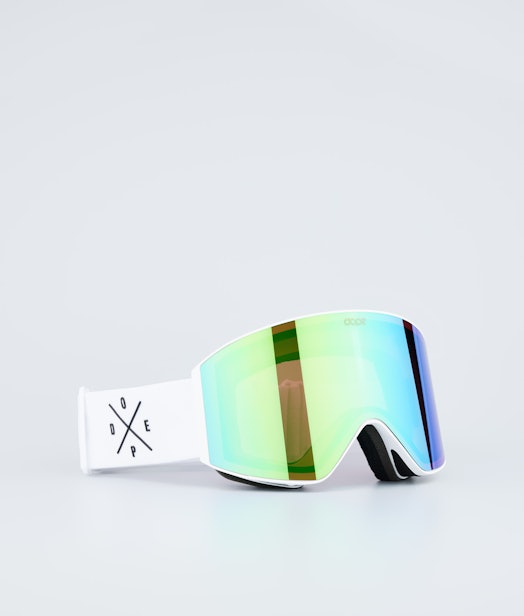 Sight Ski Goggles White W/White Green Mirror