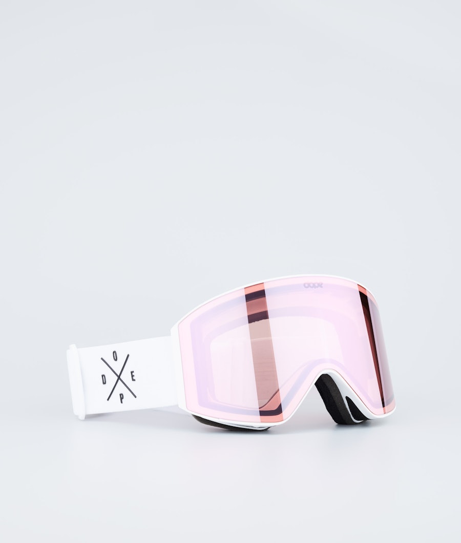 Sight Ski Goggles White W/White Pink Mirror