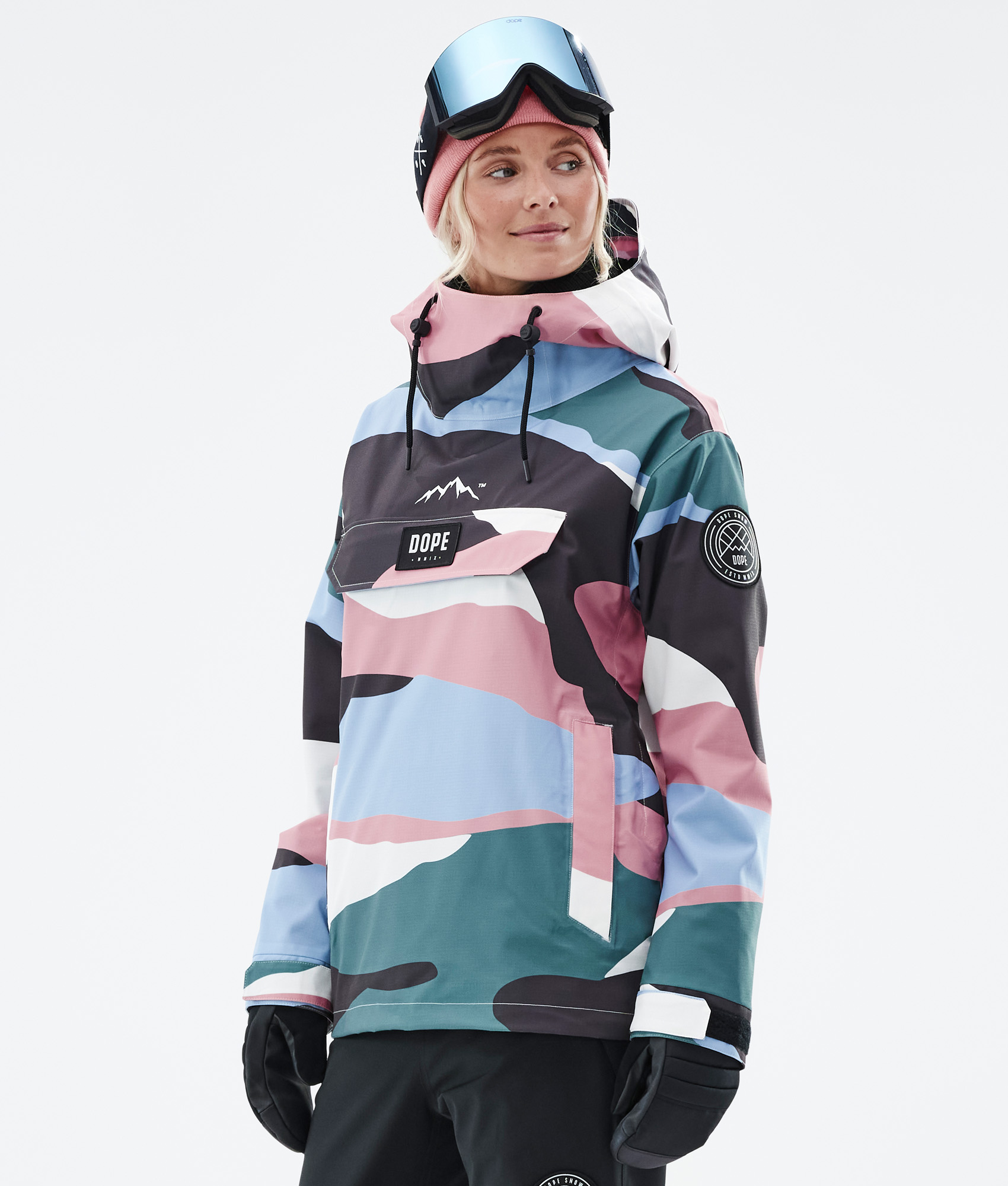 Dope Blizzard W 2022 Women's Snowboard Jacket Shards Light Blue Muted Pink
