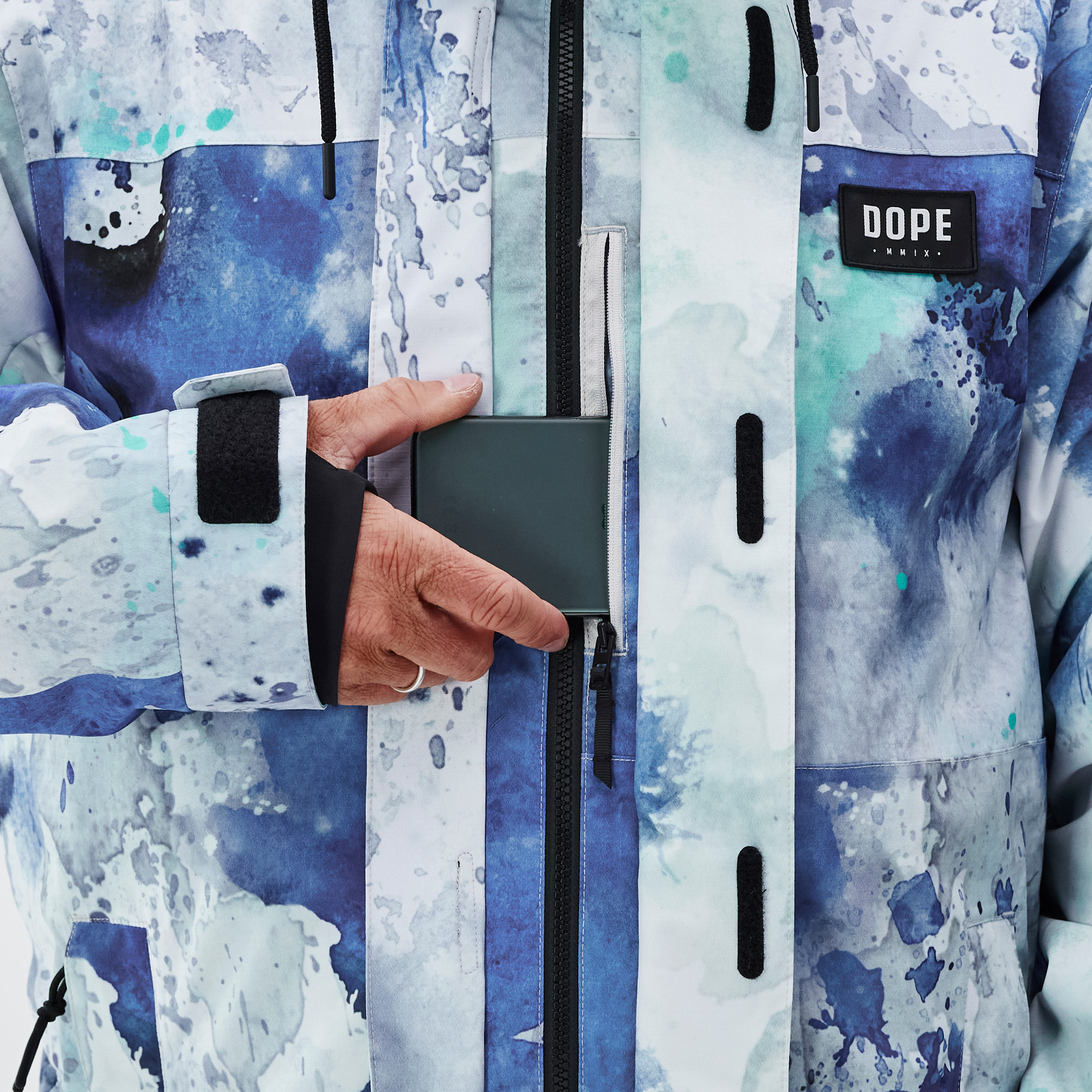 Dope Blizzard Full Zip Snowboard Jacket Men Spray Blue Green