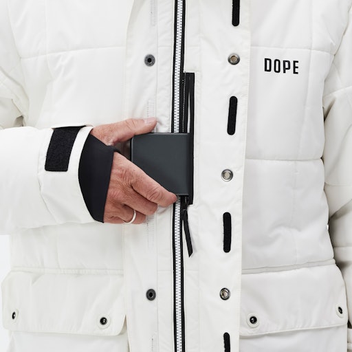 Dope Puffer Full Zip Ski Jacket Men Old White