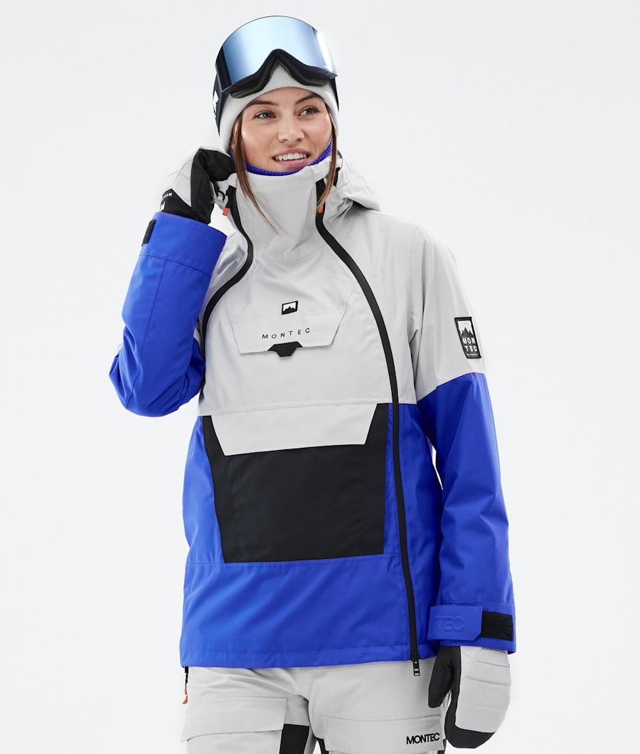 Doom W Ski Jacket Women Light Grey/Black/Cobalt Blue