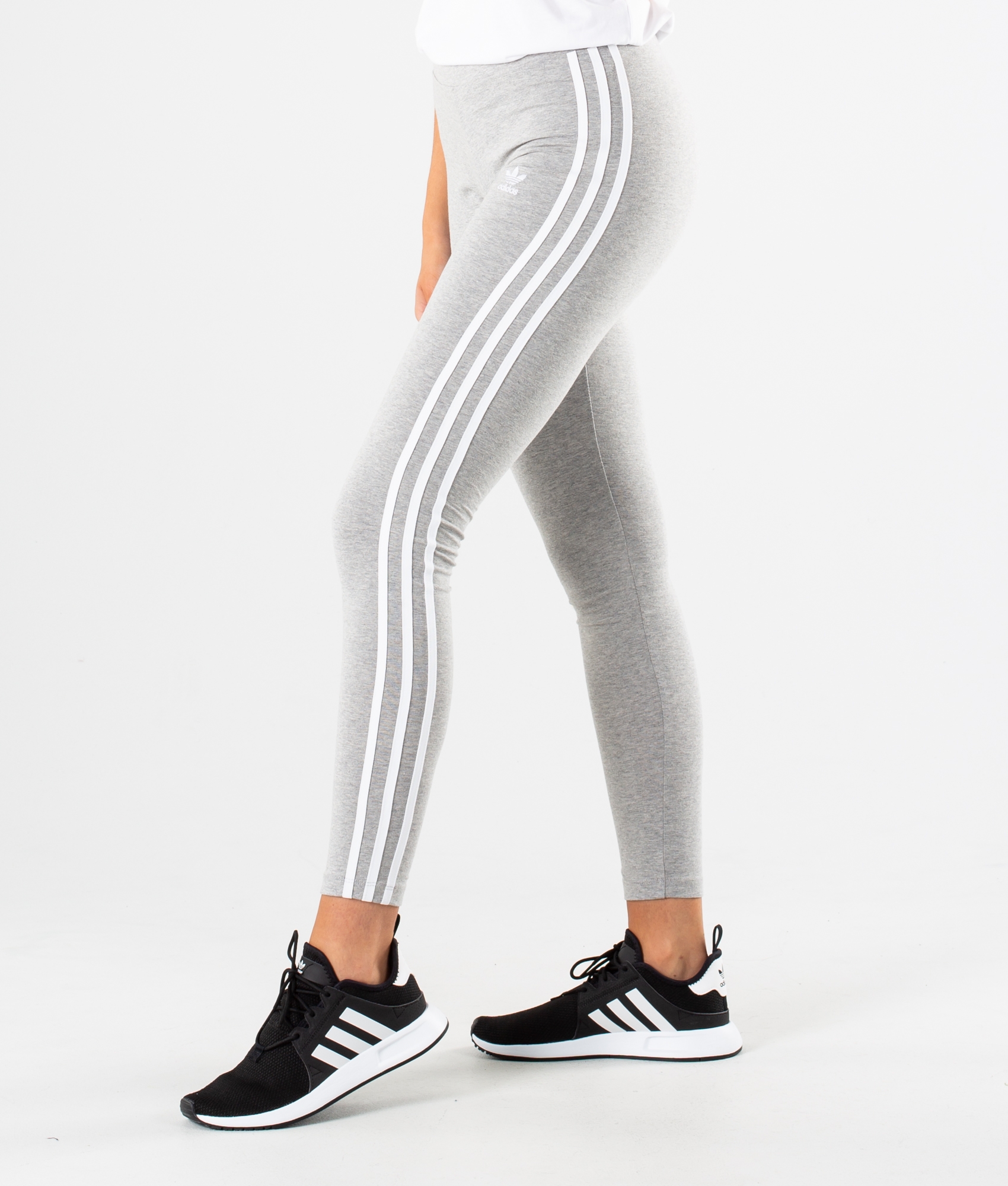 adidas originals adicolor three stripe leggings in grey heather