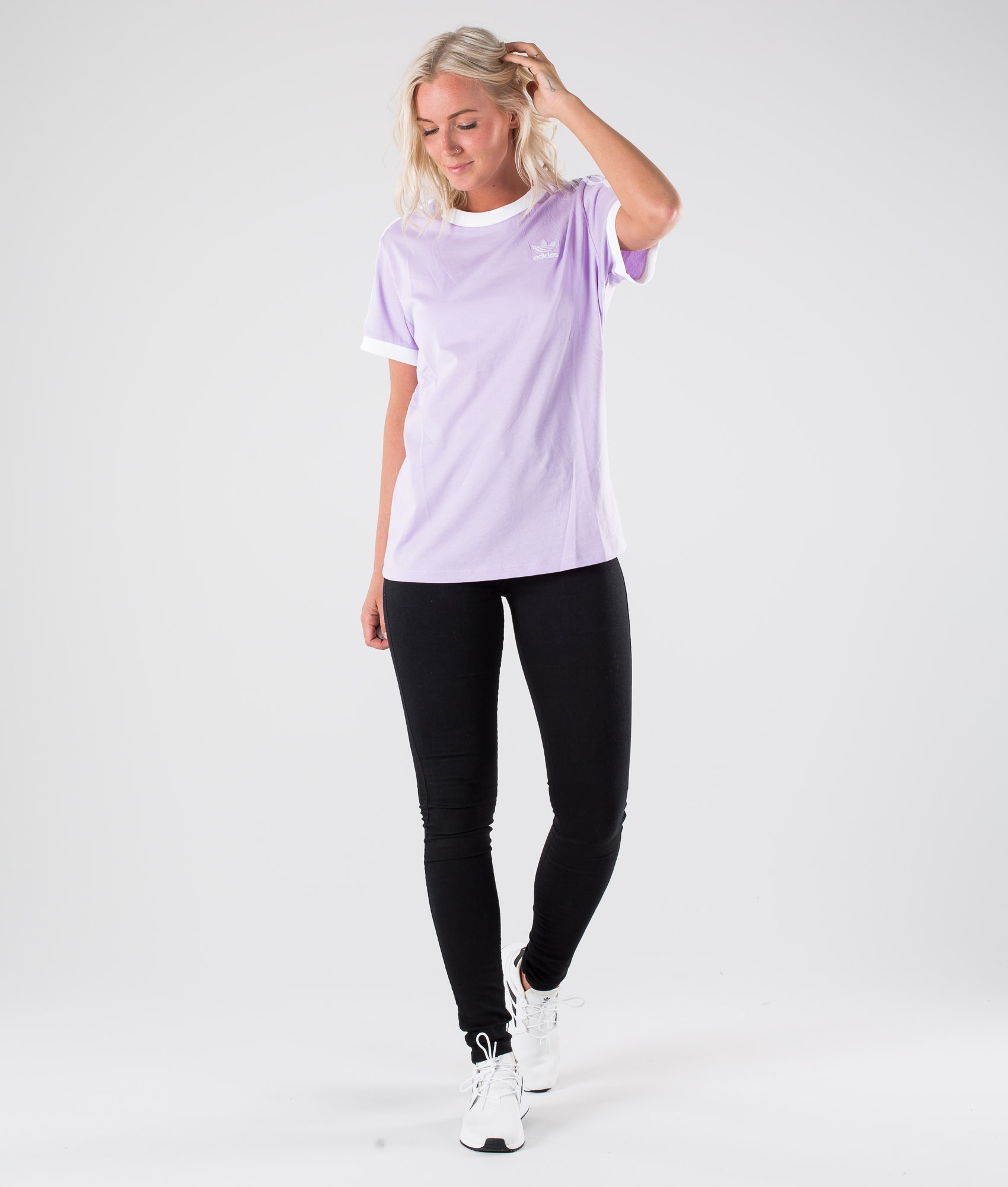 Adidas Originals 3 Stripes T Shirt Purple Glow Adidas Originals 3 Stripes T Shirt Purple Glow