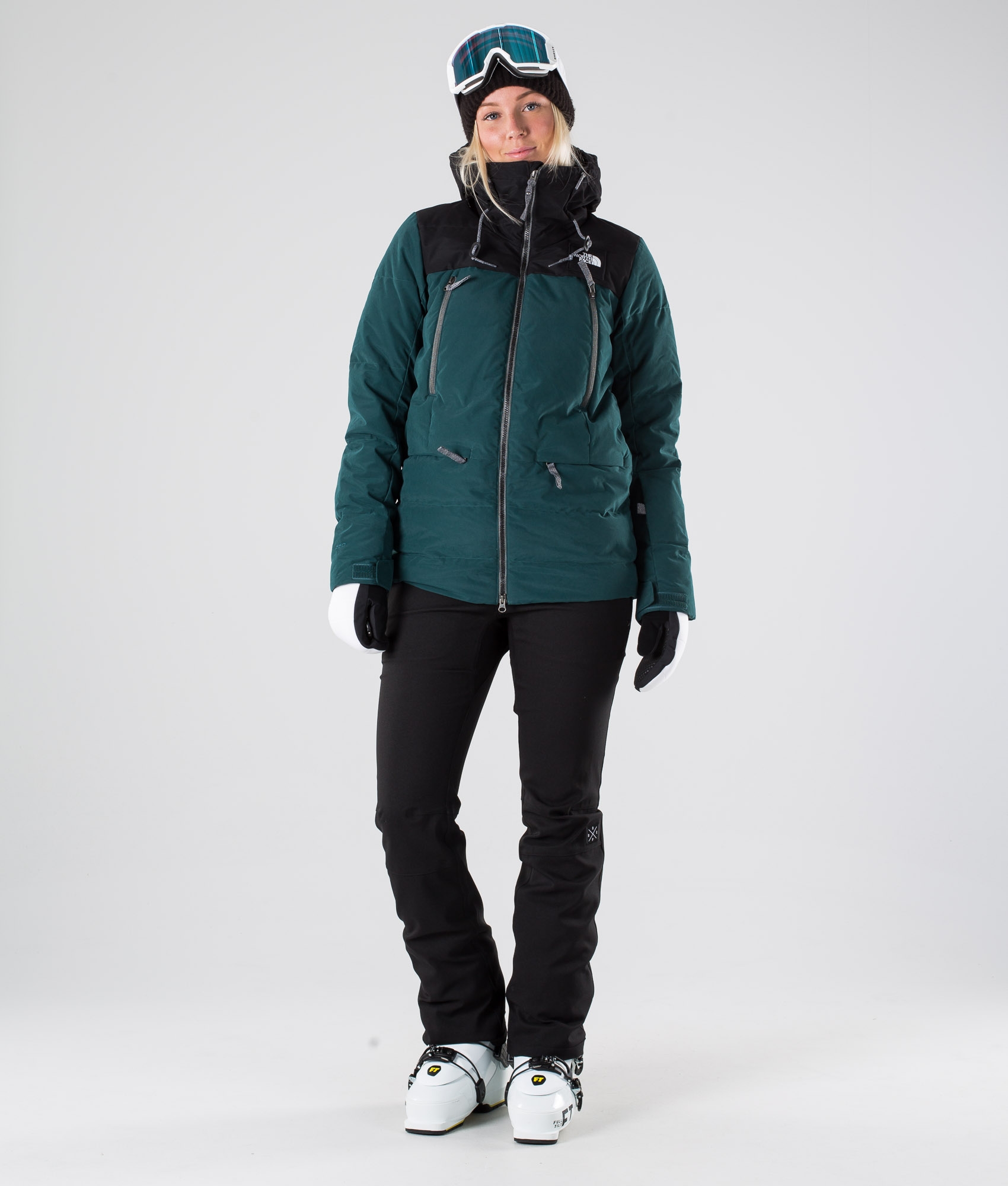 north face green and black puffer