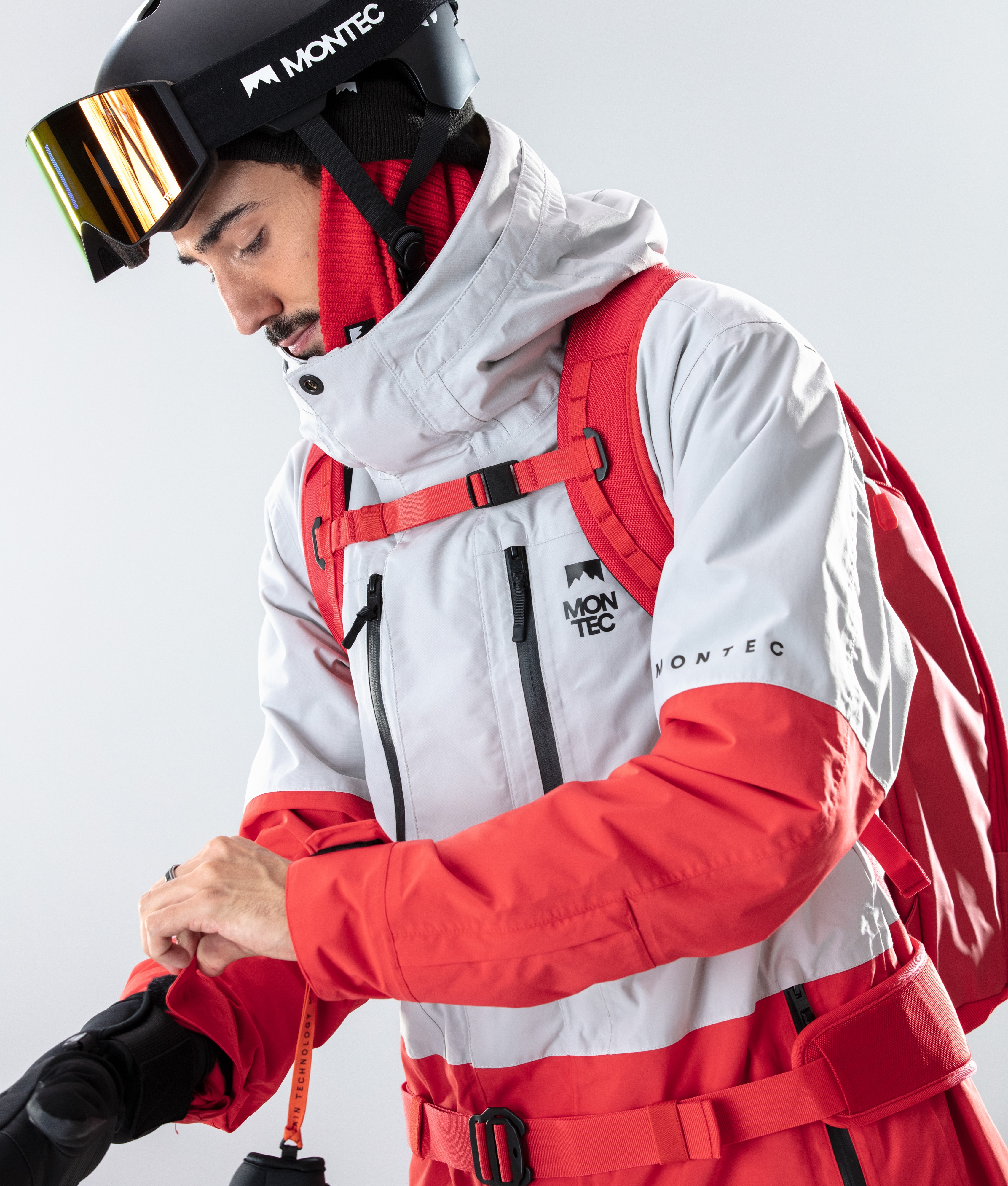 Montec Fawk Ski Jacket Light Grey/Red