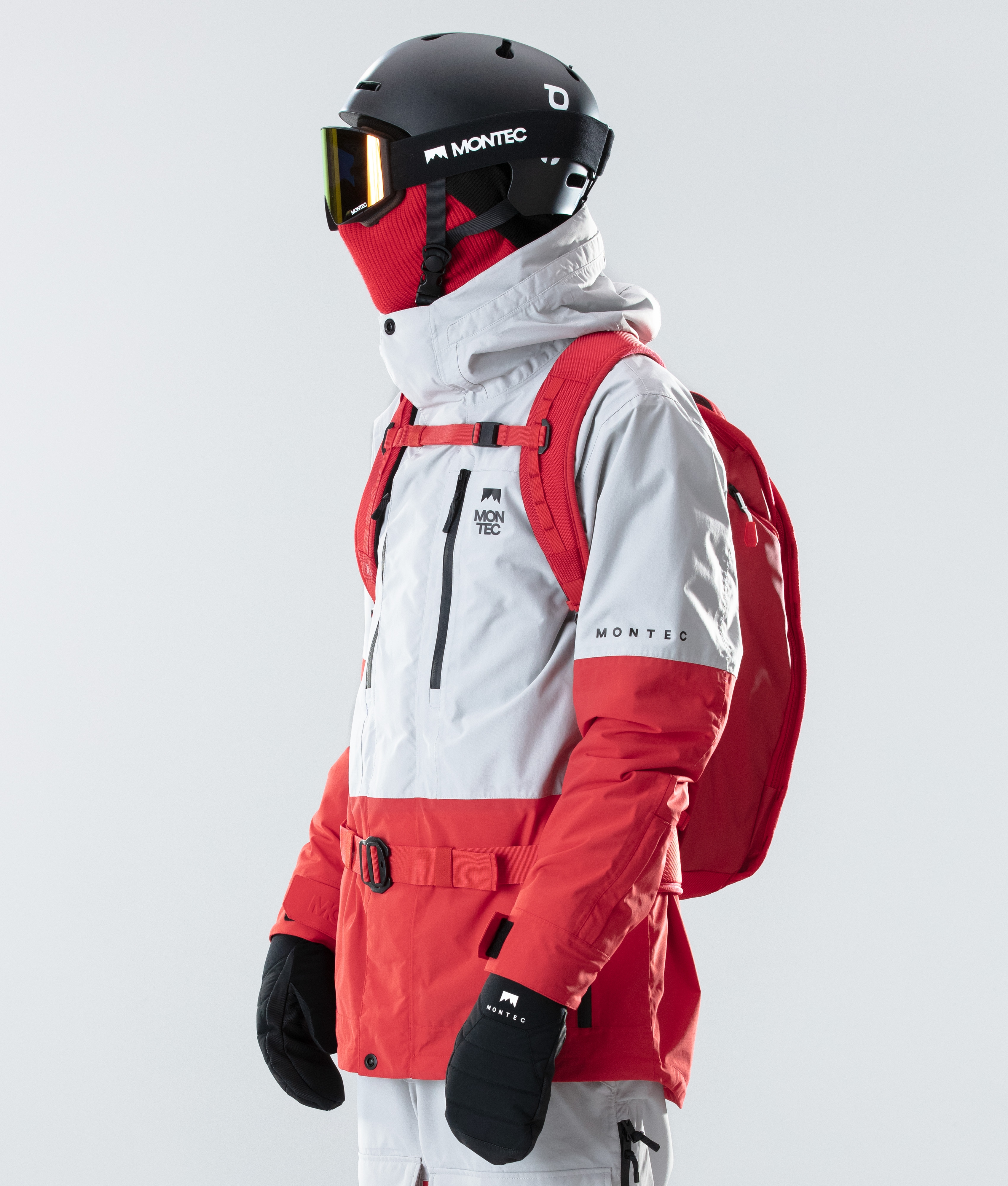 Montec Fawk Ski Jacket Light Grey/Red