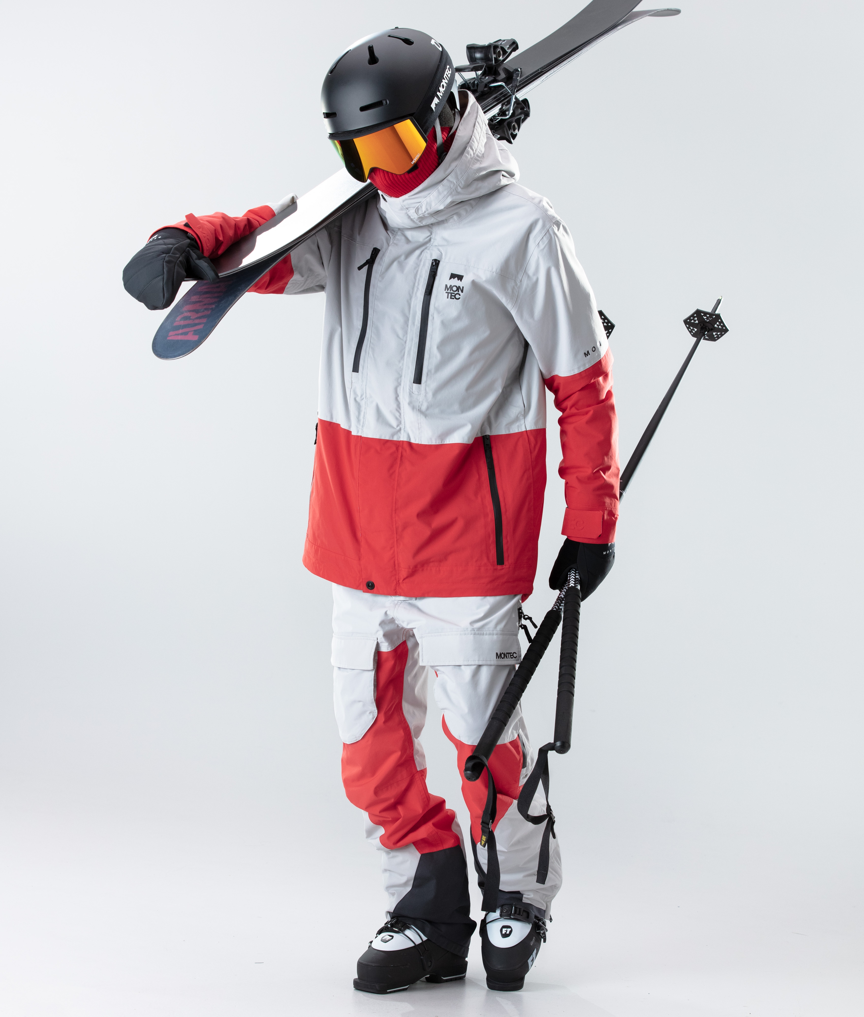 Montec Fawk Ski Jacket Light Grey/Red