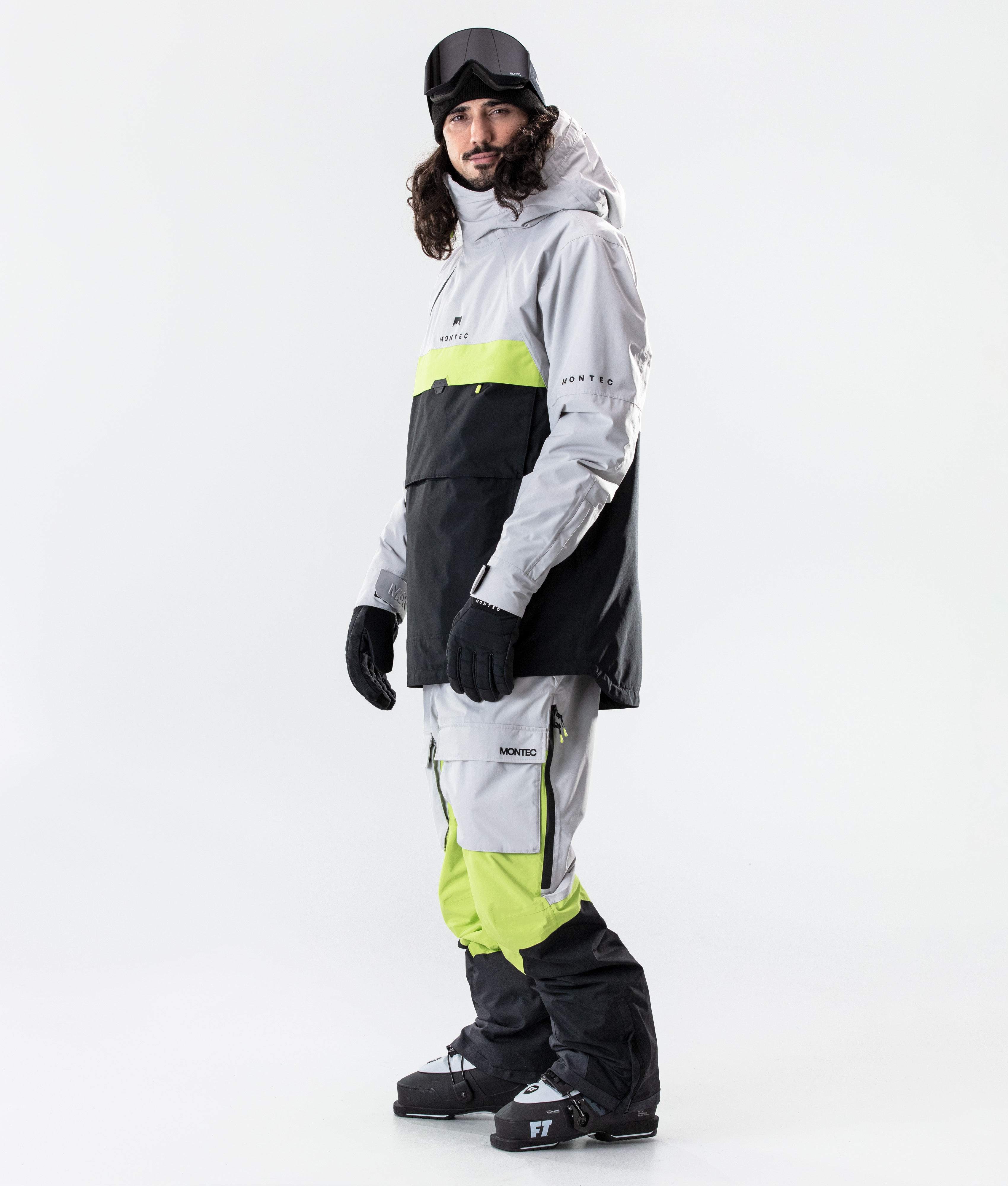 Montec Dune 2020 スキージャケット メンズ Light Grey/Neon Yellow/Black グレー