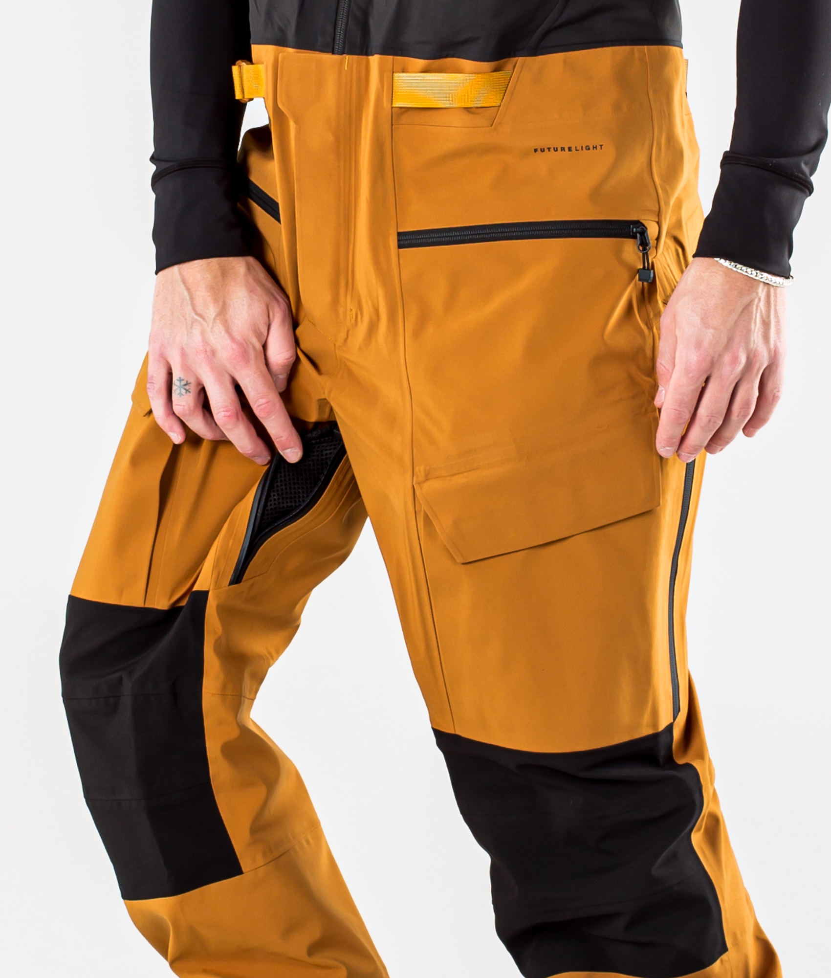 tan bib snow pants