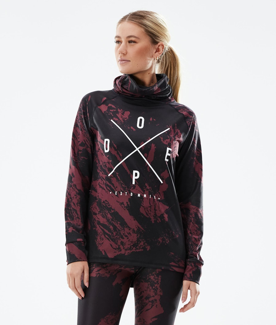 Dope Snuggle 2X-UP W Women's Base Layer Top Paint Burgundy