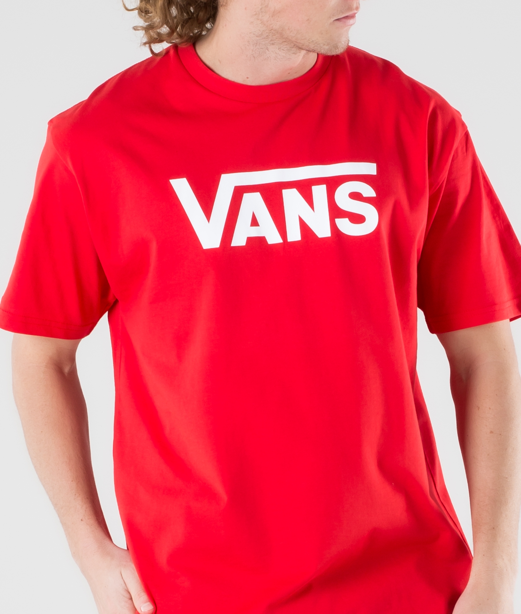 vans red and white shirt