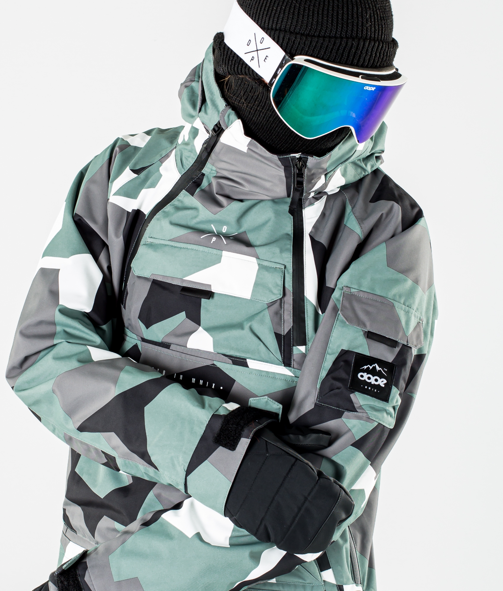 Dope Akin Snowboardjacka Faded Green Camo Ridestore.se