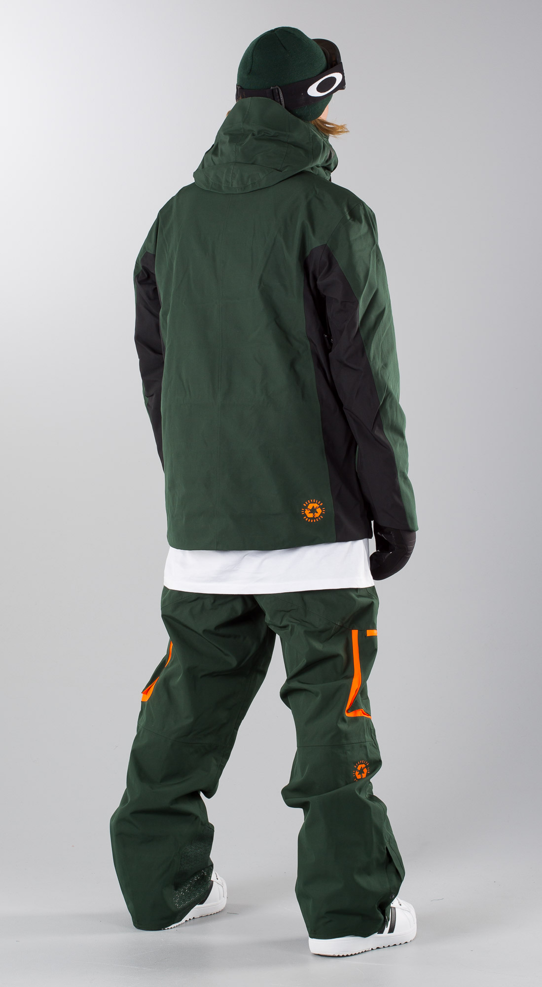 green snowboarding jacket