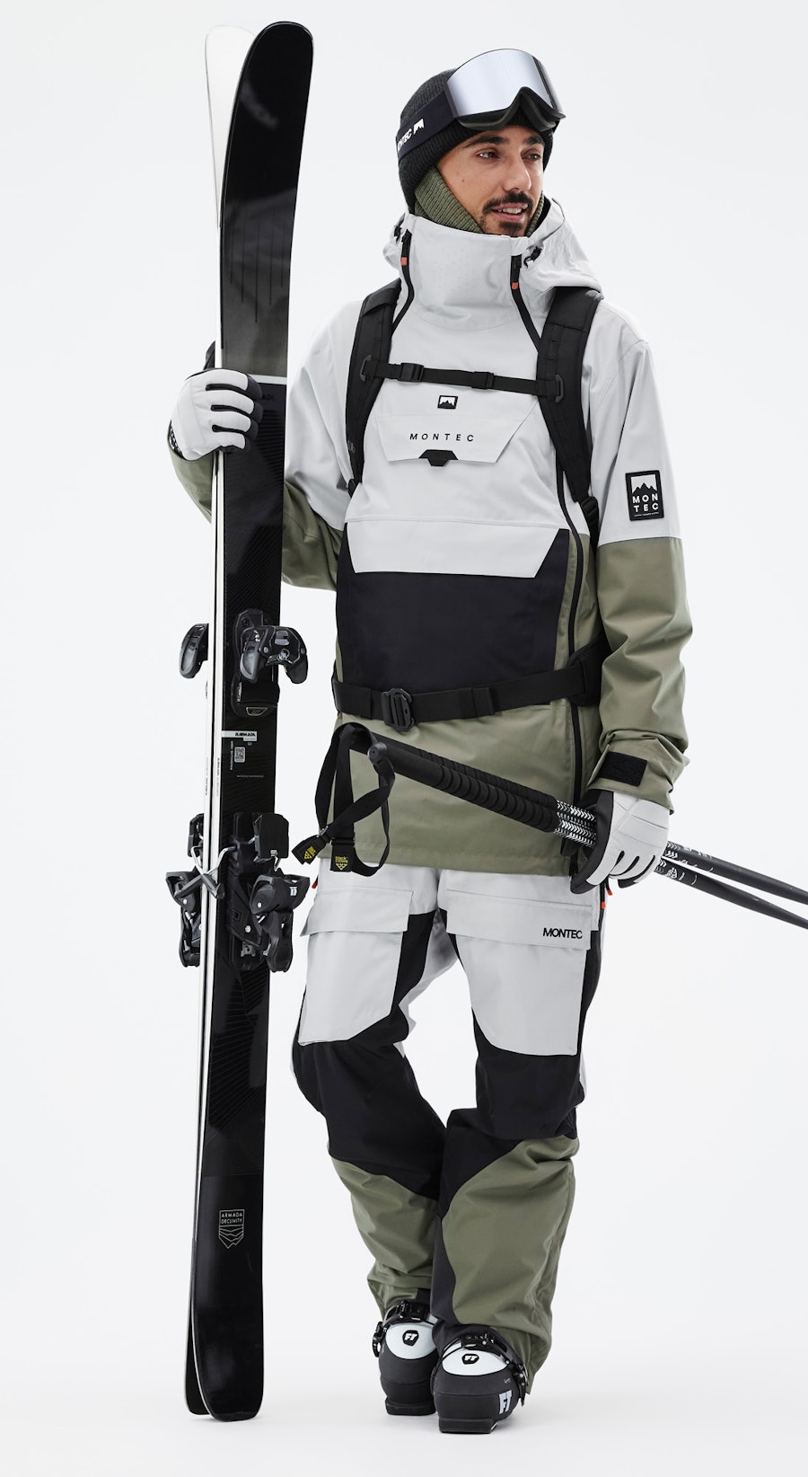 Doom Ski Outfit Men Light Grey/Black/Greenish